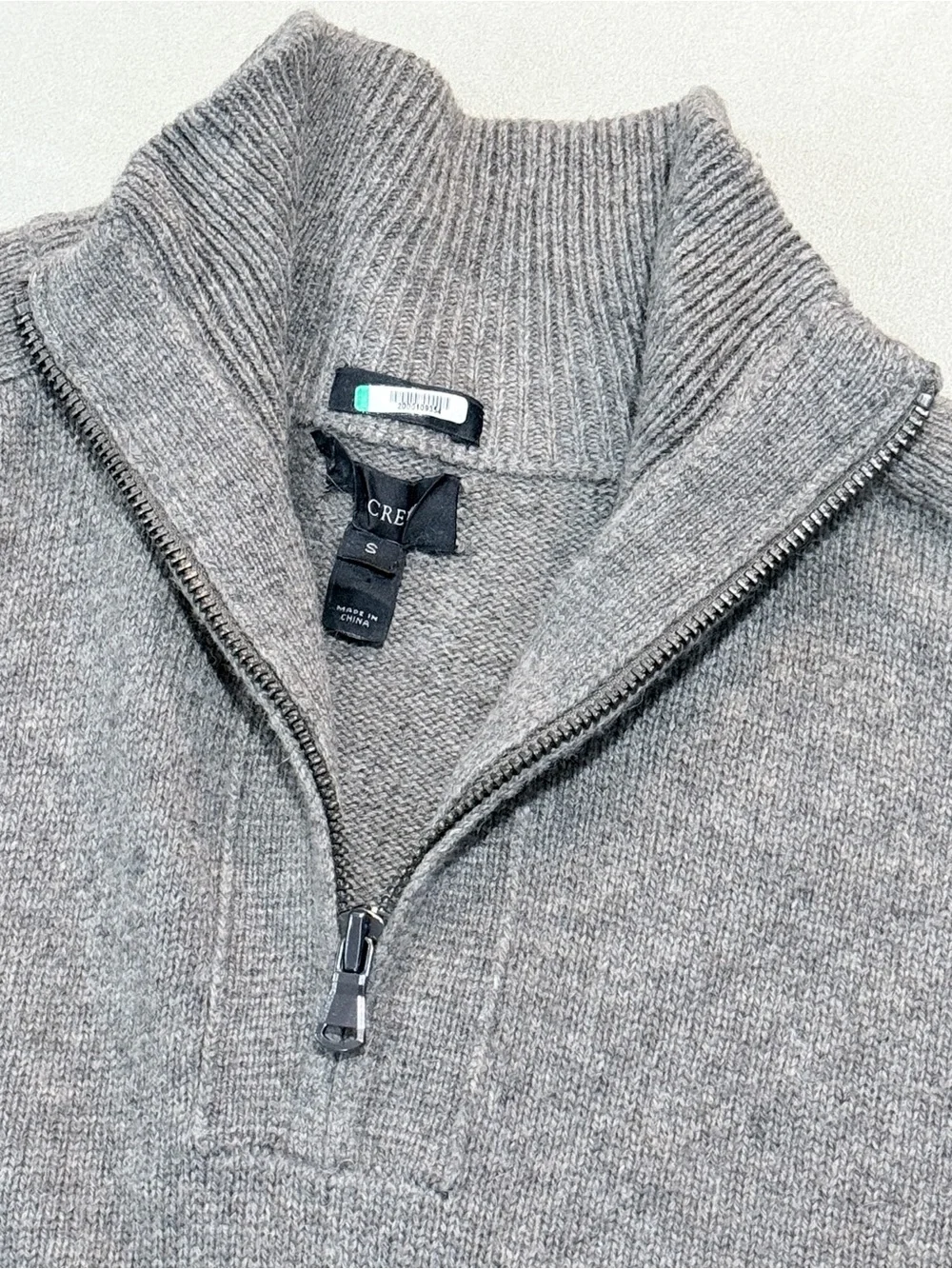 J. Crew Academic Professor Patch Sleeve Quarter Zip Wool Sweater Small